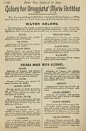 Compounds Used to Color Liquids Held by Show Globes, from the Peter Van Schaack & Sons Catalog, circa 1909
