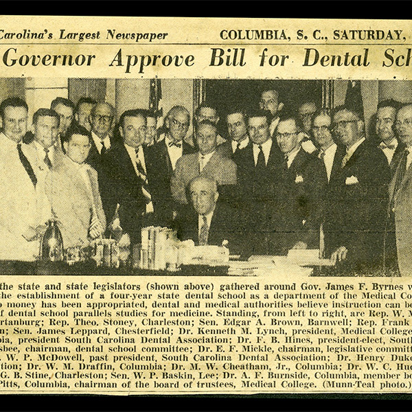 In 1953, the General Assembly of South Carolina passed an act authorizing the creation of the School of Dentistry at the Medical College of South Carolina